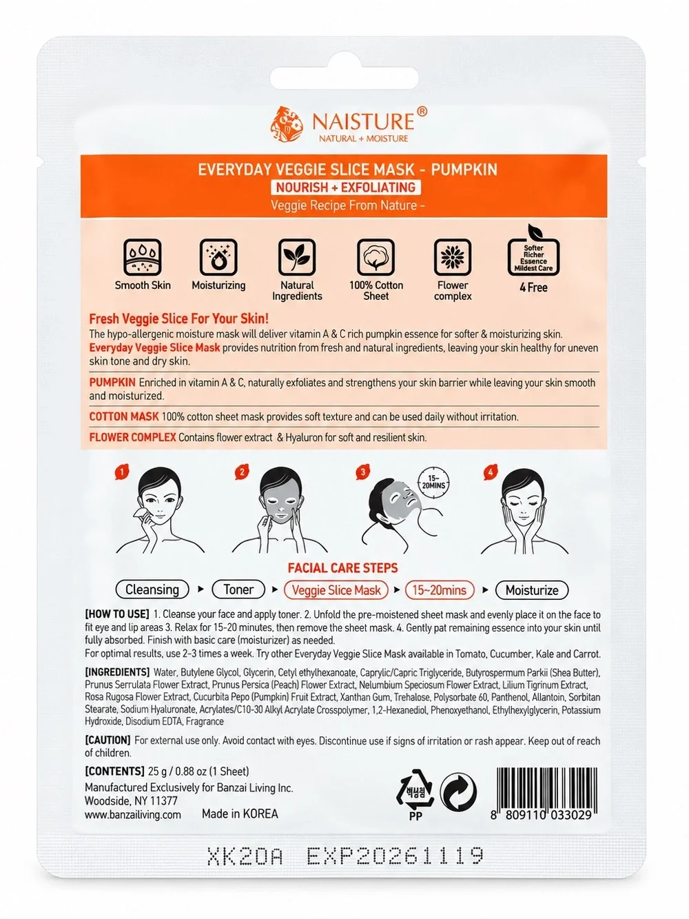 10 Pumpkin Everyday Veggie Slice Mask — Orange Nourishing Face Mask